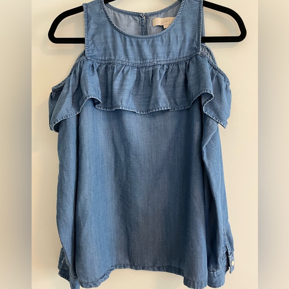 LOFT Chambray off the shoulder shirt